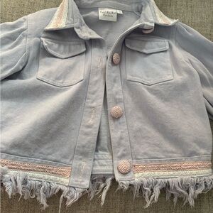 Ooh! La, La! Couture Like new!  girls size 10 Gray Jacket with Pink Lace Details